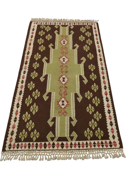 El Dokuma Yün Afgan Kilimi 0096 - Vintage - Çok Renkli fırsatları