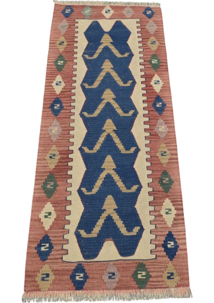 El Dokuma Yün Mini Yolluk Batı Anadolu Kilimi 0094 - Vintage - Çok Renkli fiyatları