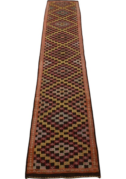 El Dokuma Yün Yolluk Cecim Yörük Kilimi 0109 - Vintage - Çok Renkli fiyatları