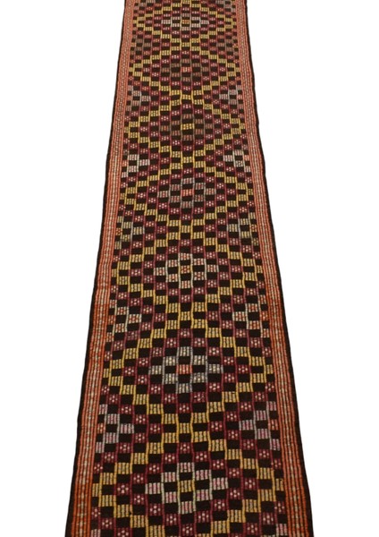 El Dokuma Yün Yolluk Cecim Yörük Kilimi 0109 - Vintage - Çok Renkli fırsatları