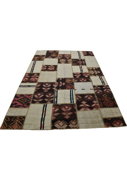El Dokuma 7.5m2 Yün Kendirli Patchwork Kırkyama Anadolu Kilimi 0113 - Yeni - Çok Renkli