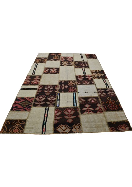 El Dokuma 7.5m2 Yün Kendirli Patchwork Kırkyama Anadolu Kilimi 0113 - Yeni - Çok Renkli
