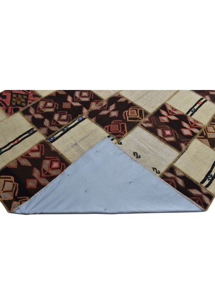 El Dokuma 7.5m2 Yün Kendirli Patchwork Kırkyama Anadolu Kilimi 0113 - Yeni - Çok Renkli