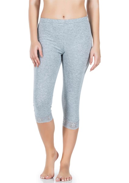 - Paçası Dantelli Kısa Kadın Tayt 414