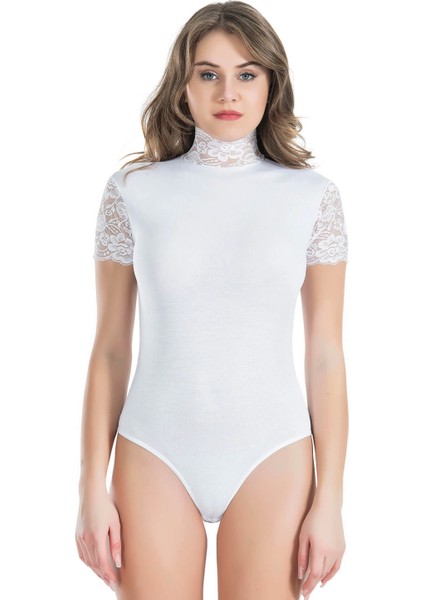 - Dantelli Balıkçı Yaka Kadın Body 330
