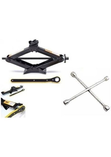 1,5 Ton Kriko ve Bijon Anahtarı Seti, Güçlü ve Dayanıklı, Kolay Kullanım