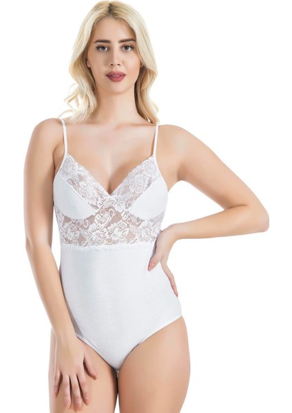 - Ip Askılı Dantelli Kadın Body 334