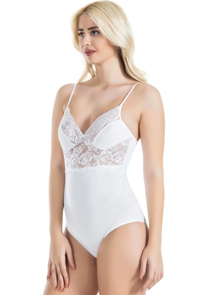 - Ip Askılı Dantelli Kadın Body 334
