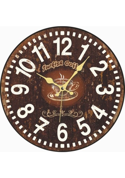 Retro tarz 35x35 cm kahverengi cam duvar saati, şık ve kullanışlı ev ve ofis dekoru