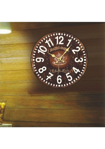Retro tarz 35x35 cm kahverengi cam duvar saati, şık ve kullanışlı ev ve ofis dekoru fiyatları