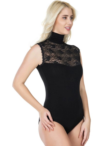 - Sıfır Kol Balıkçı Yaka Kadın Body 343