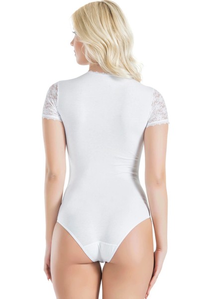 - Yarım Kol Dantelli Kadın Body 338