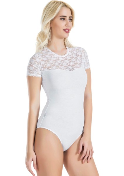- Yarım Kol Dantelli Kadın Body 338