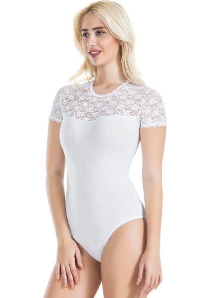 - Yarım Kol Dantelli Kadın Body 338