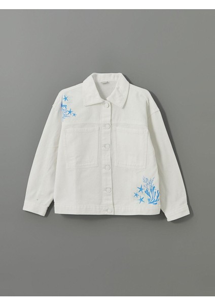 Baskılı Kız Çocuk Jean Ceket