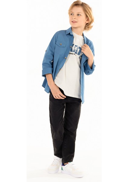 Erkek Çocuk Tişörtlü Gömlek 6-9 Yaş Indigo fiyatları