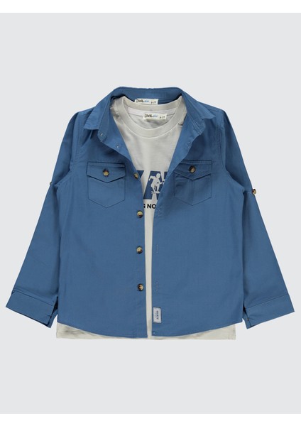 Erkek Çocuk Tişörtlü Gömlek 6-9 Yaş Indigo modelleri