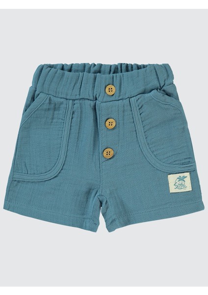Erkek Çocuk Şort Indigo Renkli Normal Bel Cep Detaylı 6-18 Ay