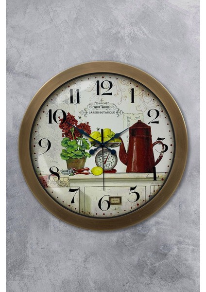 Hediyelik 36 cm Eskitme Metal Mutfak Duvar Saati