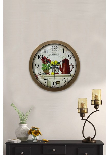 Hediyelik 36 cm Eskitme Metal Mutfak Duvar Saati fiyatları
