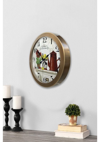 Hediyelik 36 cm Eskitme Metal Mutfak Duvar Saati modelleri