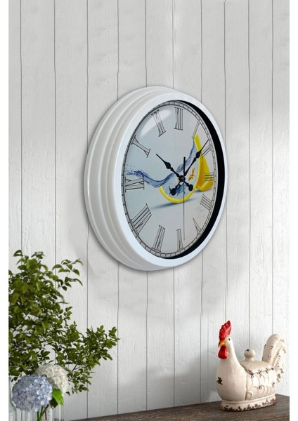 Beyaz Metal Mutfak Duvar Saati, Geometrik Tasarım, 40 cm fırsatları