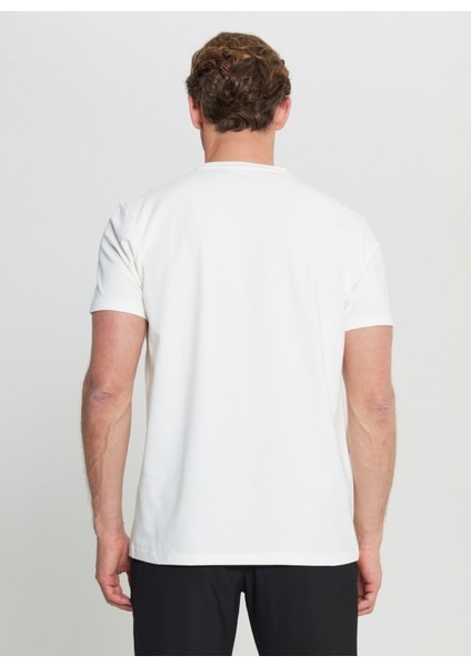 Bisiklet Yaka Baskılı Ekru Erkek T-Shirt ACE091252401_EKR indirimleri