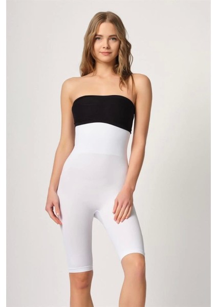 Modlive Beyaz Emay 2044 Yüksek Bel Double Uzun Paçalı Korse