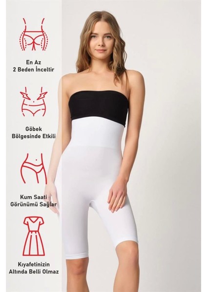 Modlive Beyaz Emay 2044 Yüksek Bel Double Uzun Paçalı Korse fırsatları