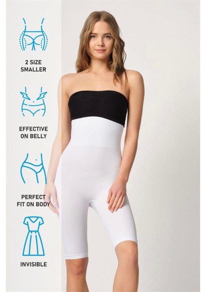 Modlive Beyaz Emay 2044 Yüksek Bel Double Uzun Paçalı Korse indirimleri