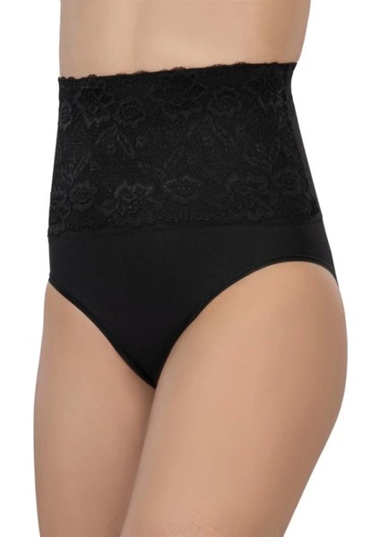 Modlive Siyah Emay 2090 Önü Dantelli Yüksek Bel Slip Korse