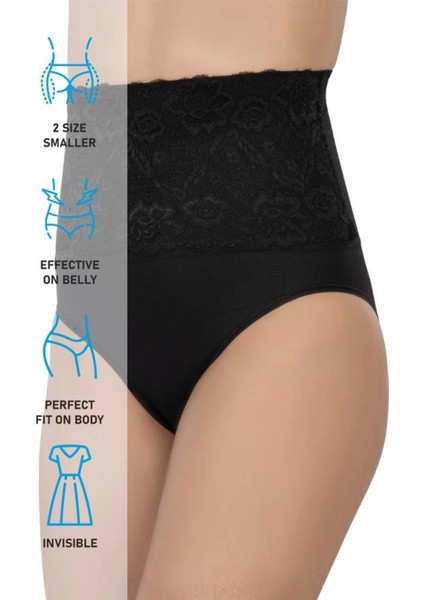 Modlive Siyah Emay 2090 Önü Dantelli Yüksek Bel Slip Korse fırsatları