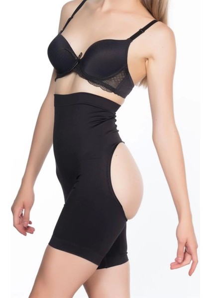 Modlive Siyah Emay 2063 Popo Açık Paçalı Korse