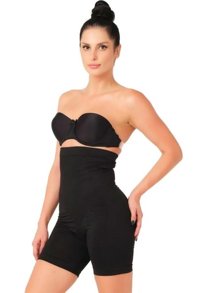 Modlive Siyah Emay 2007 Yüksek Bel Paçalı Korse