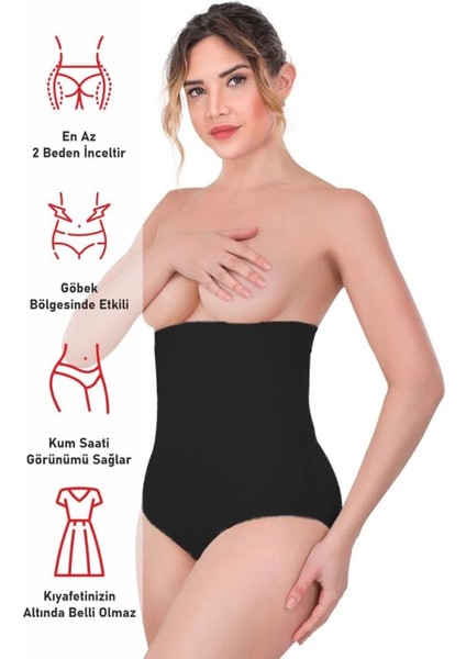 Modlive Siyah Emay 2080 Yüksek Bel Çıtçıtlı Slip Korse modelleri