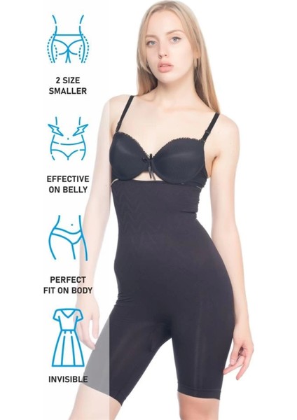 Modlive Siyah Emay 2074 Yüksek Bel Desenli Double Uzun Paça Korse indirimleri