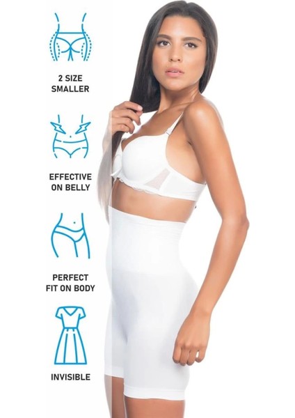 Modlive Beyaz Emay 2075 Yüksek Bel Desenli Double Kısa Paça Korse indirimleri