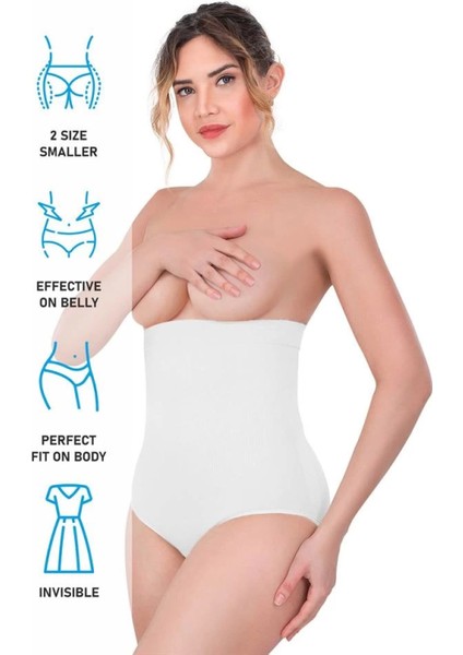 Modlive Beyaz Emay 2080 Yüksek Bel Çıtçıtlı Slip Korse fırsatları