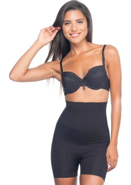 Modlive Siyah Emay 2075 Yüksek Bel Desenli Double Kısa Paça Korse modelleri