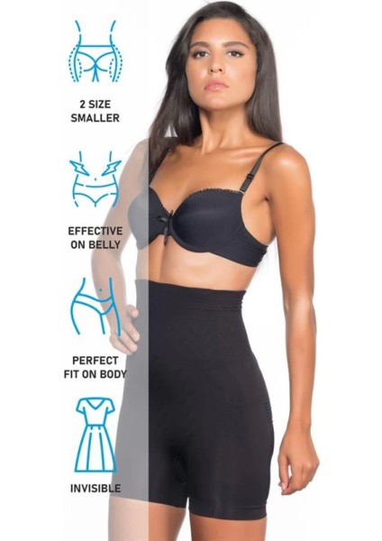 Modlive Siyah Emay 2075 Yüksek Bel Desenli Double Kısa Paça Korse indirimleri