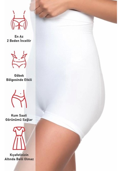 Modlive Beyaz Emay 2055 Yüksek Bel Masajlı Boxer Korse fırsatları