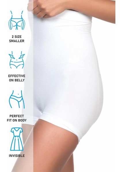 Modlive Beyaz Emay 2055 Yüksek Bel Masajlı Boxer Korse indirimleri
