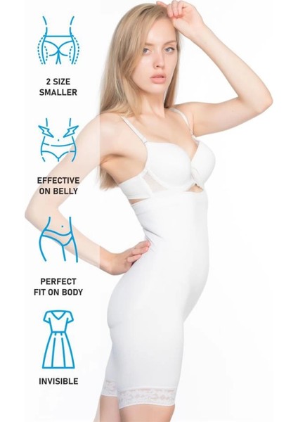 Modlive Beyaz Emay 2027 Yüksek Bel Dantelli Paçalı Korse indirimleri