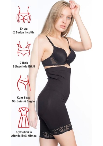 Modlive Siyah Emay 2027 Yüksek Bel Dantelli Paçalı Korse fırsatları