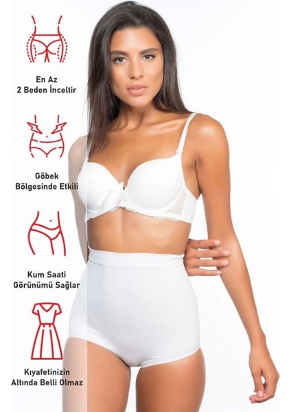 Modlive Beyaz Emay 2057 Yüksek Bel Masajlı Slip Korse fırsatları