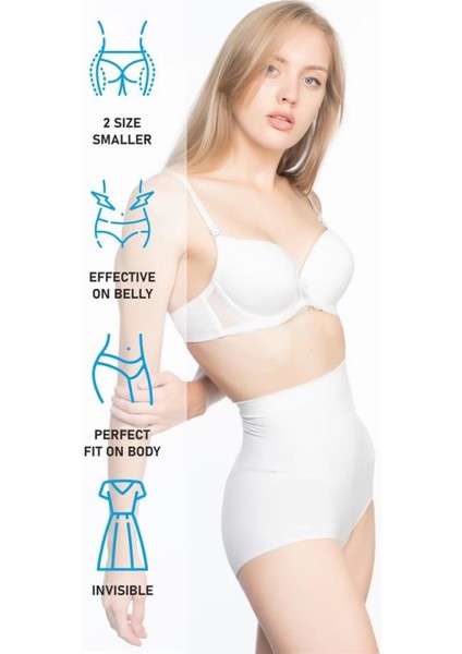 Modlive Beyaz Emay 7024 Ince Yüksek Bel Slip Korse indirimleri