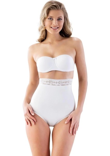 Modlive Beyaz Emay 2028 Dantelli Yüksek Bel Slip Korse fırsatları