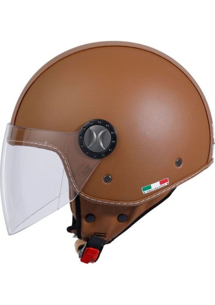701 Açık Deri Kask Kahverengi, şık ve hafif tasarım, açık kasklar, kahverengi renk