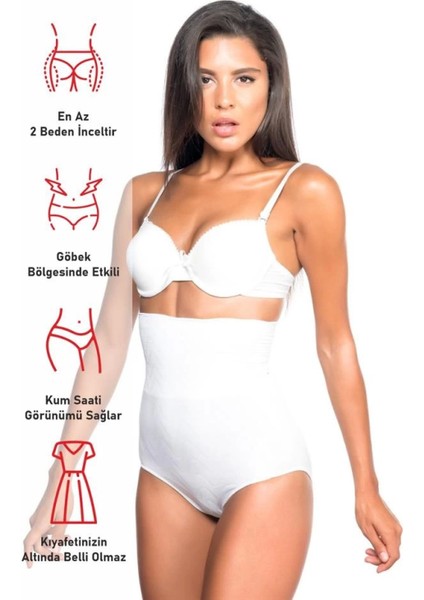 Modlive Beyaz Emay 2079 Yüksek Bel Desenli Double Slip Korse fırsatları