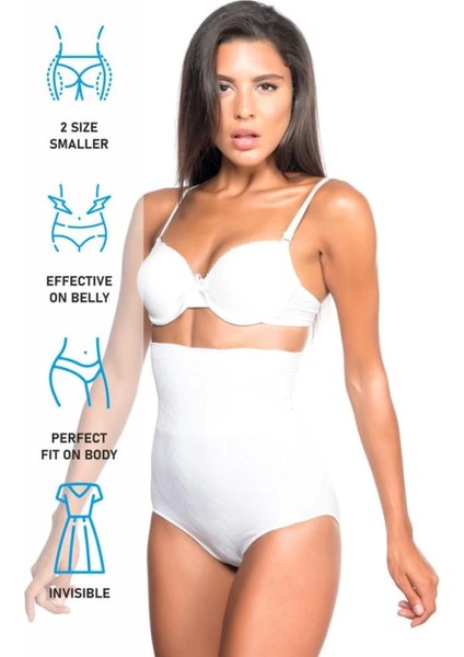 Modlive Beyaz Emay 2079 Yüksek Bel Desenli Double Slip Korse indirimleri